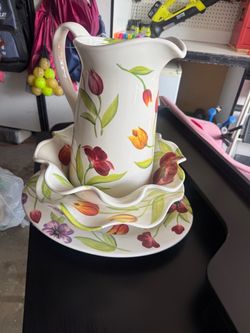 Platter, cake, stand, bowl, and pitcher!
