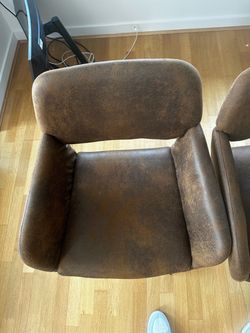 Swivel Dining/Accent Chairs (Set of 2) — Faux Leather, Like New