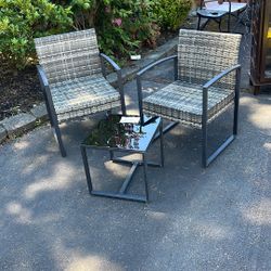patio table and 2 chairs
