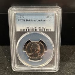 1970 P Brilliant Uncirculated Washington Quarter Graded By PGCS D-19