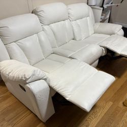 White Leather Reclining Sofas (FREE)