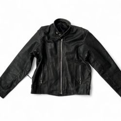 Vintage Black Leather Moto Jacket Women M | Biker Cafe Racer Distressed
