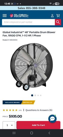 48-in belt driven drum fan