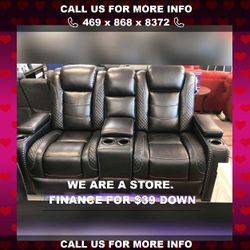 Party Time Midnight Power Reclining Living Room Set Sofa And Loveseat