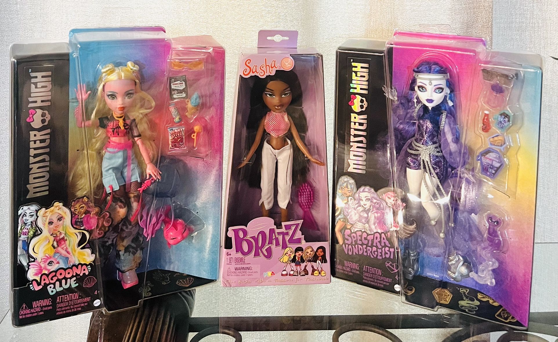 Monster High Spectra Vondergeist, Lagoona Blue & Bratz 20Years Sasha: Set Of 3