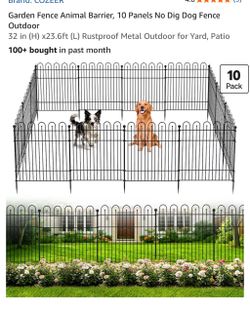 Garden Fence Animal Barrier, 10 Panels No Dig Dog Fence Outdoor 32 in (H) x23.6ft (L) Rustproof Metal Outdoor for Yard, Patio