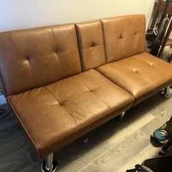 Faux Leather Convertible Futon Sofa