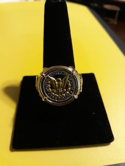 Eagle Silver dollar mens ring