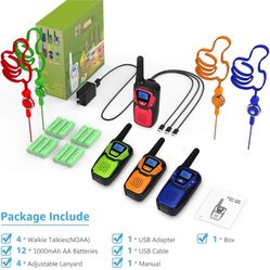 Walkie Talkies for Kids Rechargeable, Easy to Use Family Walky Talky Toy for 3-12 Years Old Boys and Girls Birthday for Camping Hiking Outdoor with Re