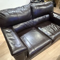 Brown Leather Loveseat