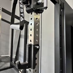 Commercial Half Rack with Functional Trainer Cable Pulley System with 200lb Weight Stacks