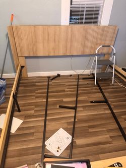 King size wood bed frame with head board