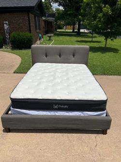 Queen Size Upholstered Bed + Mattress