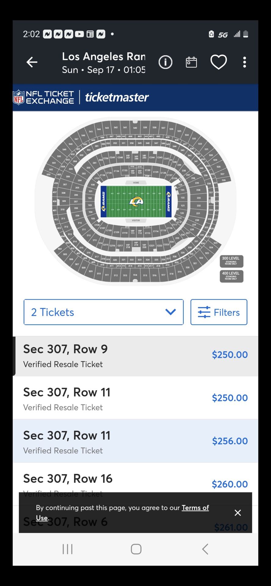 Rams Vs 49ers Tickets Section 307