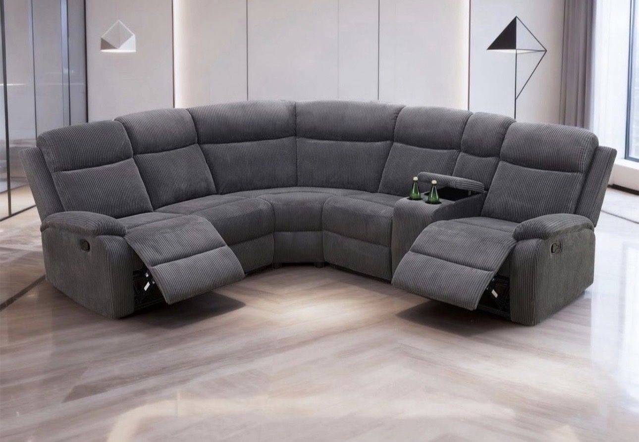 Gray Microfiber Fully Reclining Sectional Couch