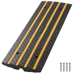 85}Car Driveway Rubber Curb Ramps Heavy Duty 33069lbs Capacity Threshold Ramp 2.6 Inch High Cable Cover Curbside Bridge Ramp for Loading Dock Garage S