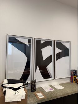 Set of 3 Framed Black & White Abstract Prints