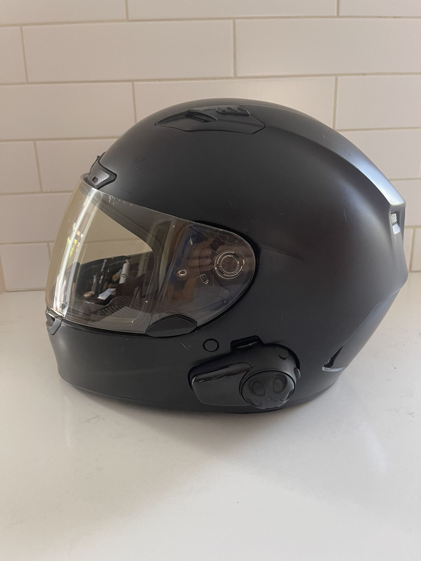 Pair of Size Medium Motorcycle Helmets w/ SENA Bluetooth Communication – BELL + HJC IS-5