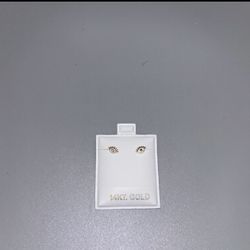 14K Solid Gold Evil Eye Stud Earrings – Minimalist Protection Jewelry