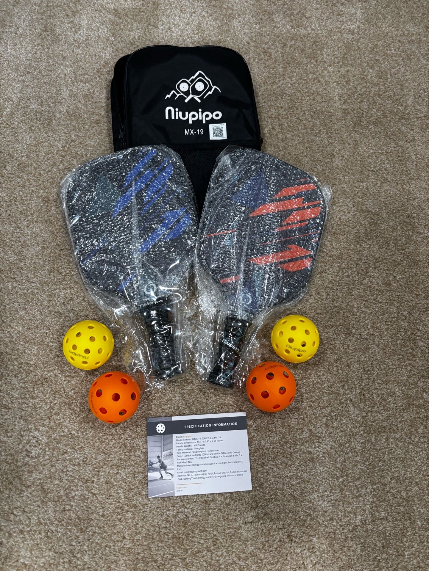 New - Niupipo pickleball sets with 2 paddles