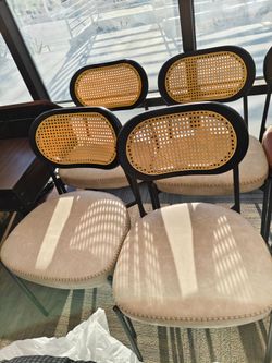 Set of 4 Cane Back Dining Chairs