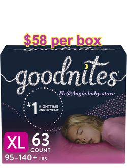 Goodnites size XL for girls