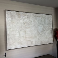 Large 59in x 40in  Framed Textured Wall Art Modern Neutral Decor