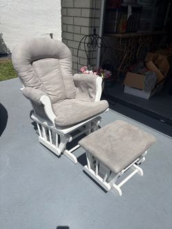 White Glider Rocking Chair with Ottoman