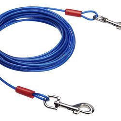 Amazon Basics Tie-Out Cable for Dogs up to 60lbs, 25 Feet, Blue