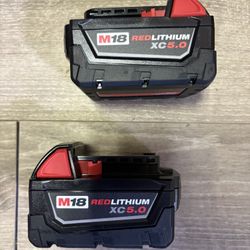 Milwaukee M18 18-Volt Lithium-Ion XC Extended Capacity 5.0 Ah Battery Pack (2-Pack)