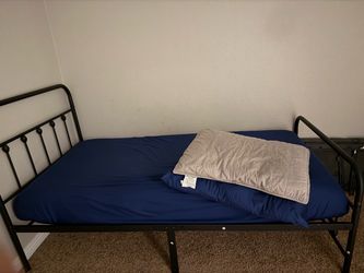 Twin size metal bed frame and mattress