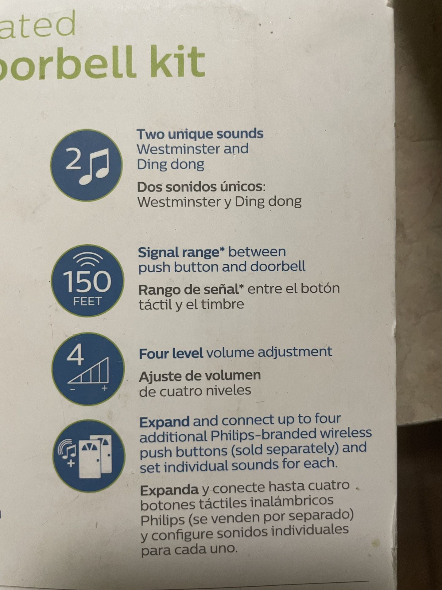 Philips Battery-Operated Wireless Doorbell Kit w/ 4 Level Volume Adjustment