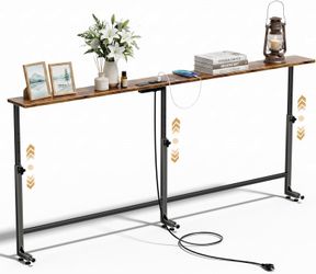 70.9” Adjustable Sofa Table with Charging Station –Console Table