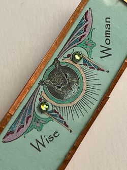 'Wise Woman' Large Copper Framed Pin Brooch - Feminine Owl Jewelry