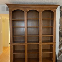 Book Shelf Or Entertainment Center, Solid Wood, It Was Custom Made But-never Installed the Button Doors, But We Are Being Used It Like That 