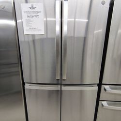 GE PROFILE 28 Cu. Ft. Quad Door Bottom Freezer Refrigerator, Fingerprint Resistant Stainless W, Duel-Dispense Autofill Pitcher