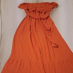 Woman's Palazzo Tropical Jumpsuit 18/20W Orange Tangerine