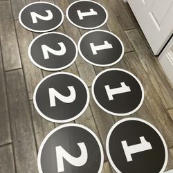8 - Number Signs 18” Circles 4-1’s,4-2’s