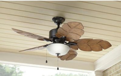 Decorators Collection
Palm Cove 52 in. Indoor/Outdoor LED Natural Iron Ceiling Fan with Light Kit, Downrod and Reversible Motor