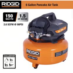 6 Gal. 150 PSI Portable Electric Oil-Free Jobsite Pancake Air Compressor with Dual Pressure Gauges and 2-Quick Couplers-