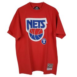 Size Large - Mitchell And Ness Bape Ape Shirt NBA Basketball Brooklyn New Jersey Nets Vintage Nike Sports Supreme Kith Stussy