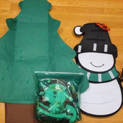 Felt Christmas Tree And Snowman With Stickons