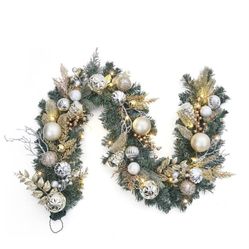 6ft Battery Operated Christmas Garland With 20 LED Lights & Timer, Pre-Lit Artificial Garland For Mantle, Staircase, Table, Indoor Outdoor Xmas Holida