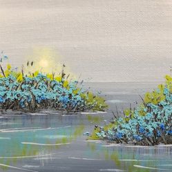Wanderings Contemporary Original Acrylic Painting, Landscape, 5" x 7" Signed Art, Hand Painted Artwork, Home Living