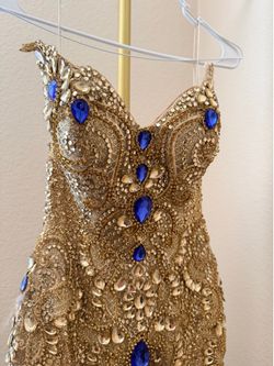 Blue and Gold Prom Dress