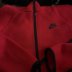 Red Nike tech zip up hoodie