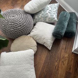 Various Pillows & ottoman 