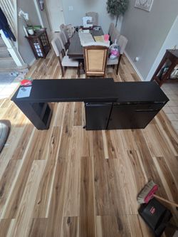Black Wood Desk with Storage Cabinet