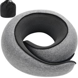 Travel Pillow, Pure Memory Foam Neck Pillow for Airplanes, Comfortable Breathable Cover, Stowable Pillows for Sleeping, Car, Airport Travel Essentials