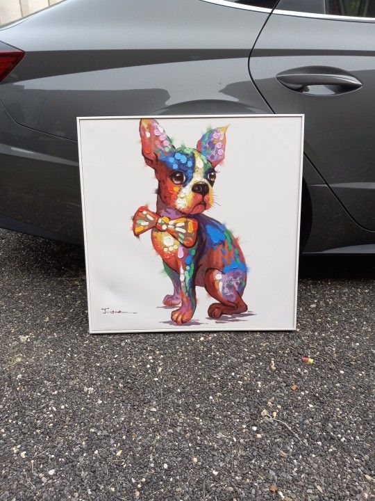 30x19 Bowtie Painted Dog Picture